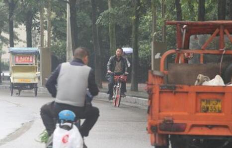 逆向行驶的非机动车