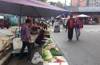 农贸市场外的蔬菜摊